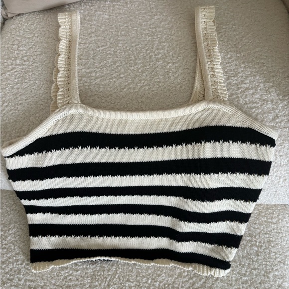 Altar'd State Black and Cream Striped Tank Top - Picture 1 of 6